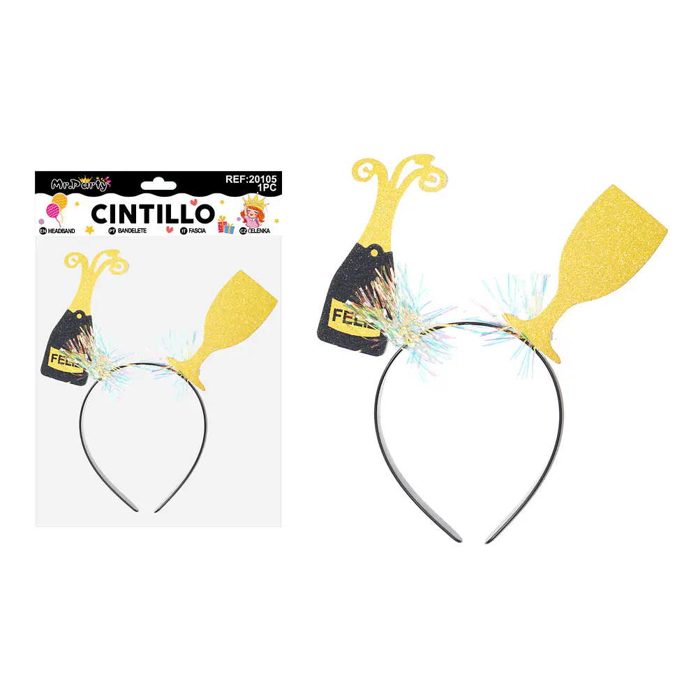 Cintillo con copa y espumante