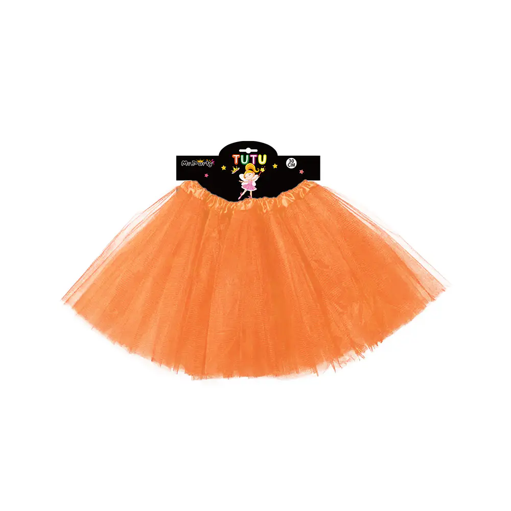 Falda tutu de 3 capas 30cm naranjo