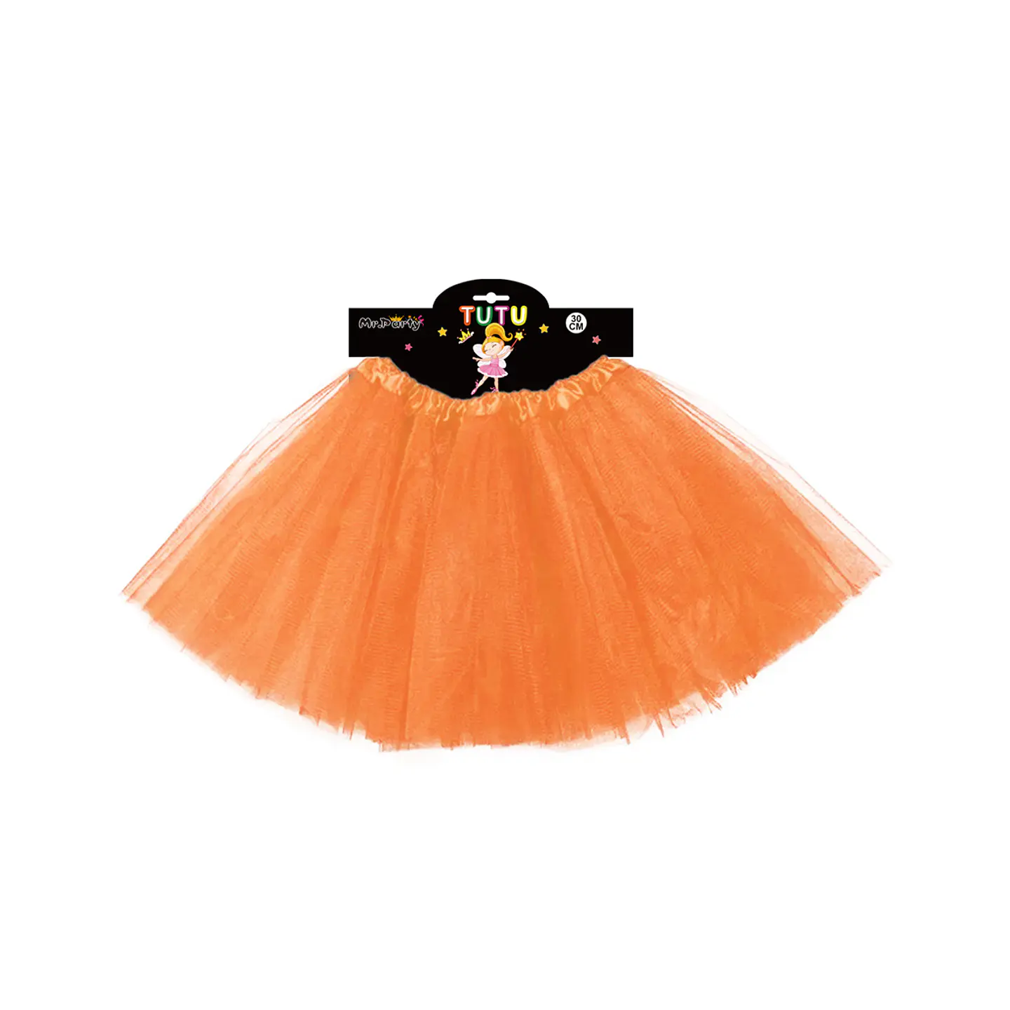 Falda tutu de 3 capas 30cm naranjo 1