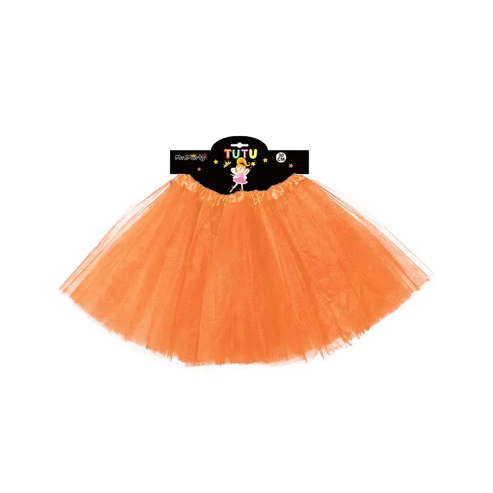 Falda tutu de 3 capas 30cm naranjo 1