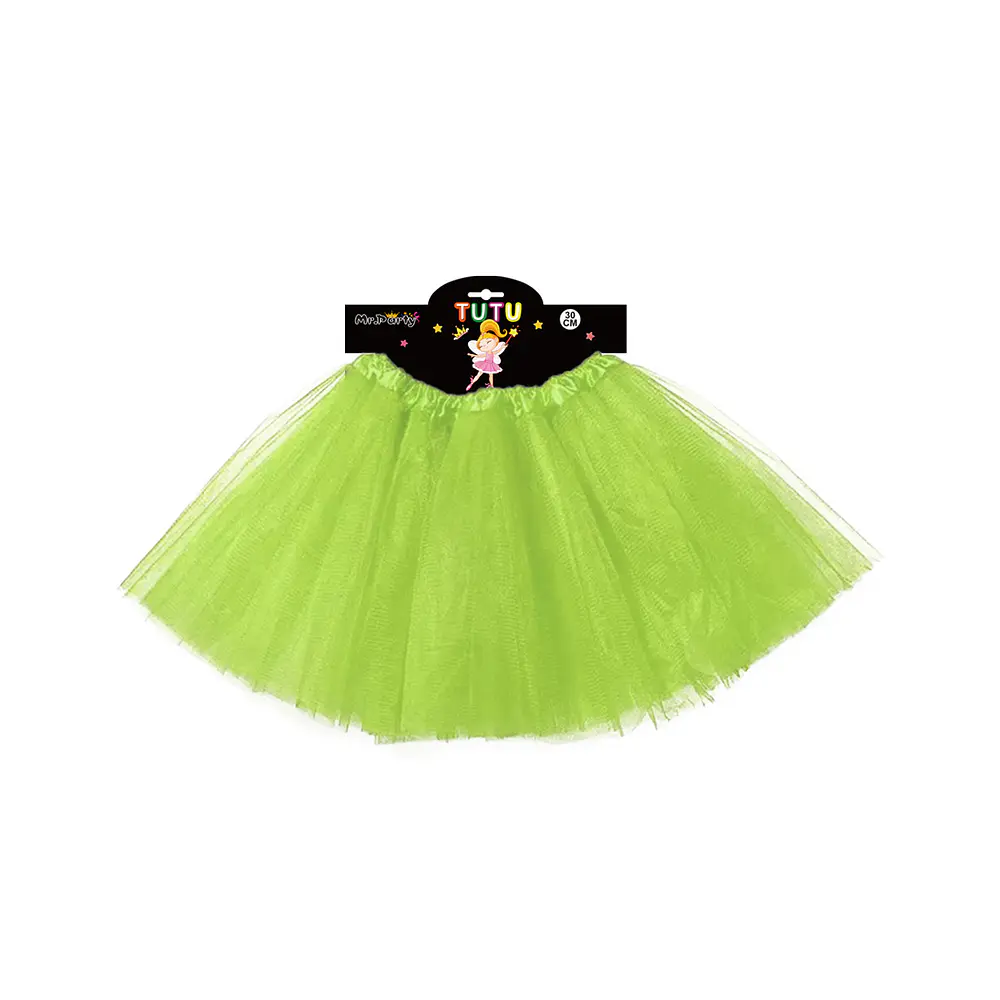 Falda tutu de 3 capas 30cm verde manzana