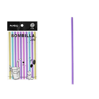 Bombillas plásticas color macaron 0.7*23cm 10pcs