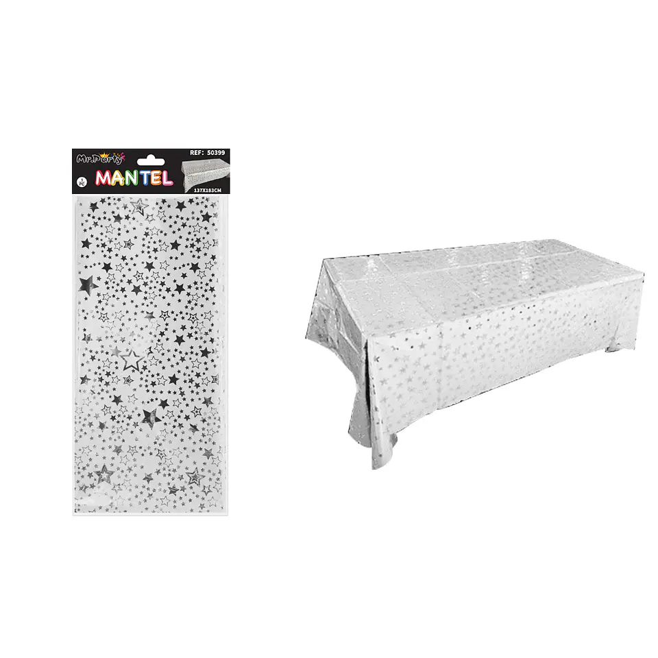 Mantel con estrellas blanco 137*183cm   1