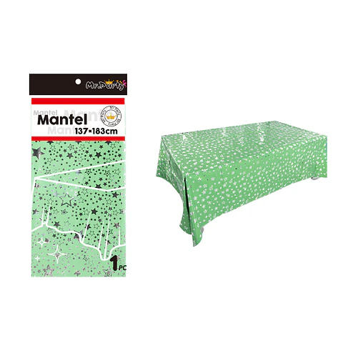 Mantel con estrellas verde claro 137*183cm  