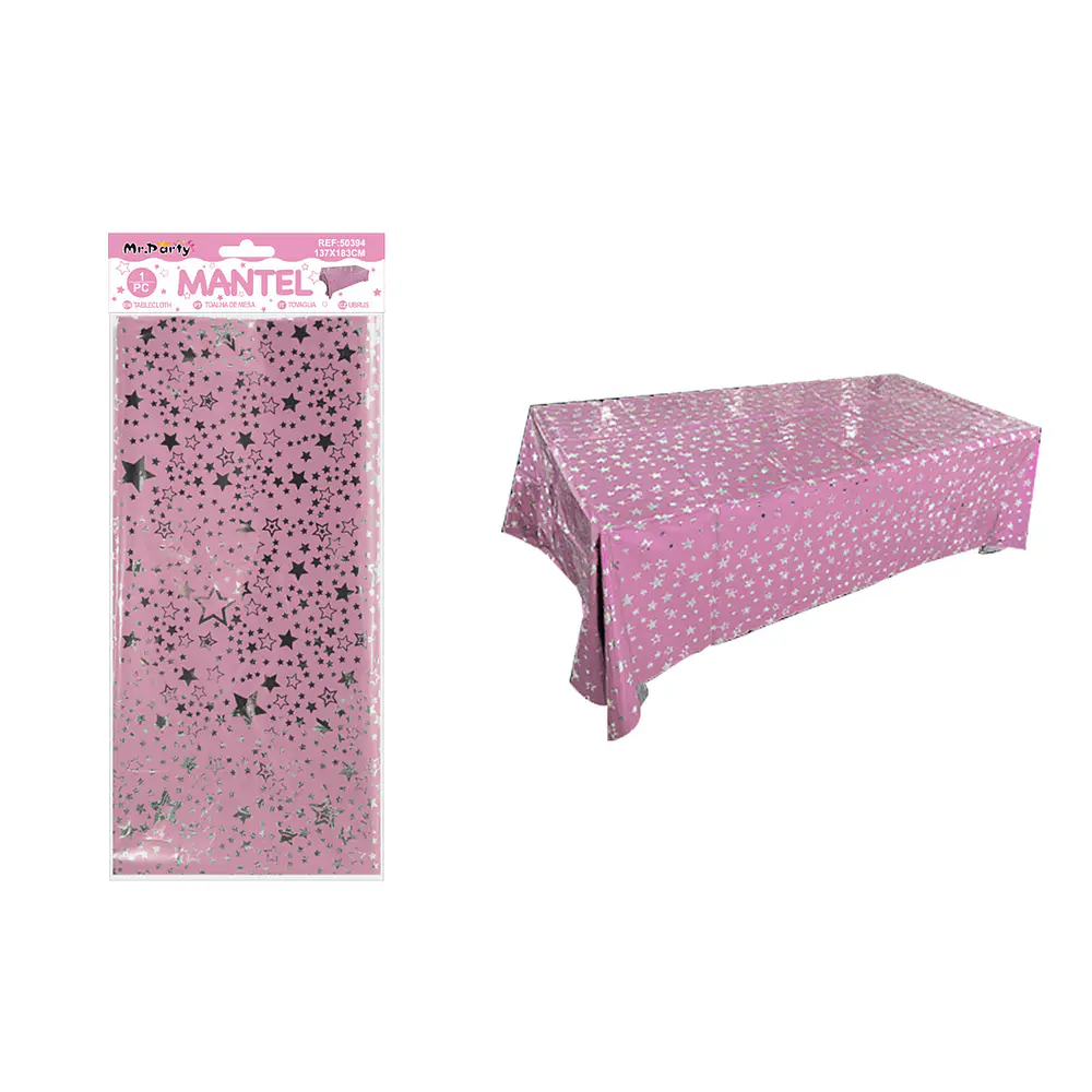 Mantel con estrellas rosa 137*183cm  