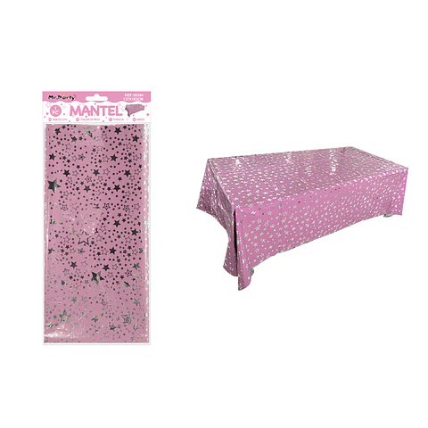 Mantel con estrellas rosa 137*183cm  