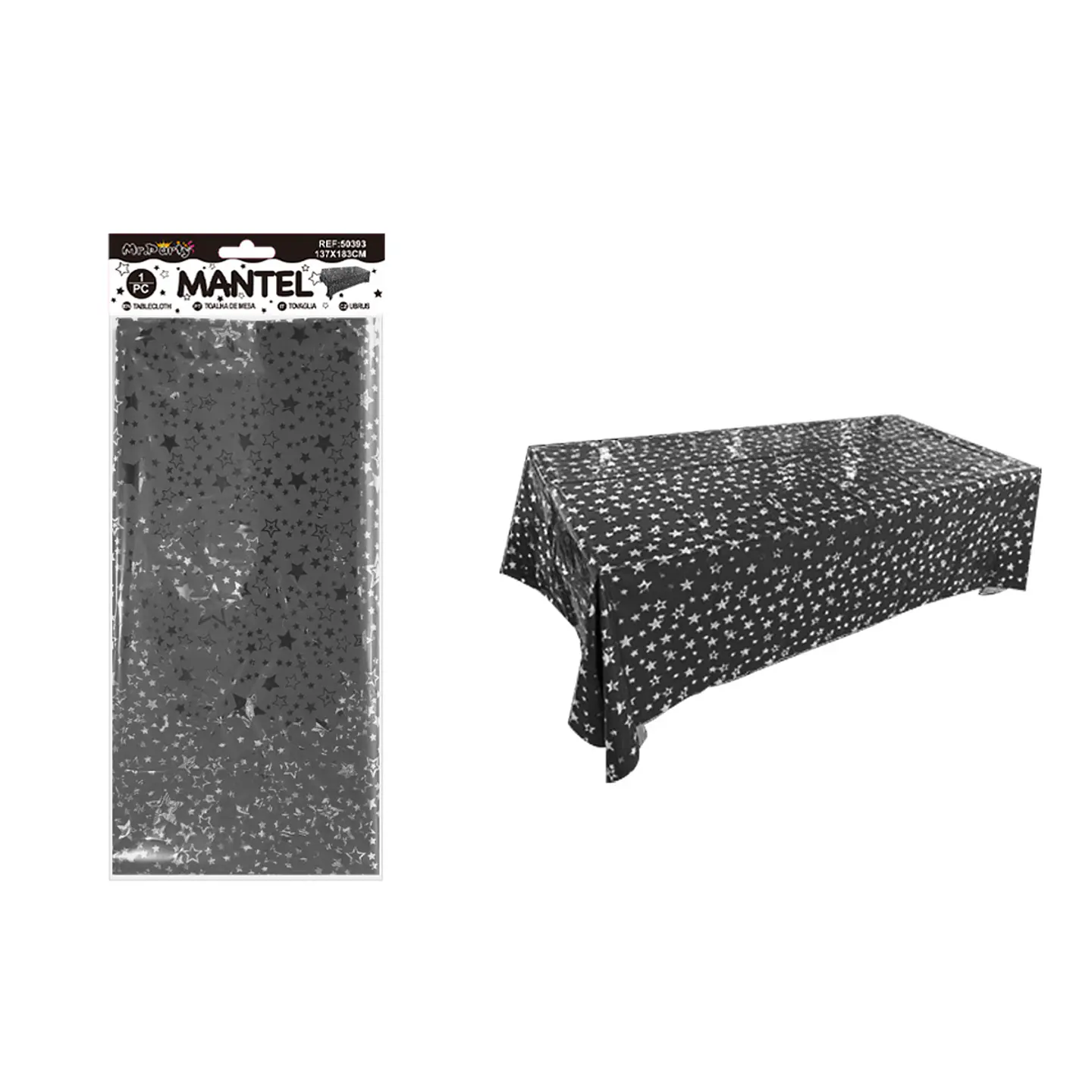 Mantel con estrellas negro 137*183cm   1