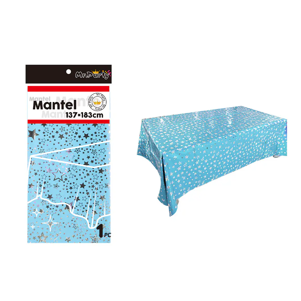 Mantel con estrellas azul claro 137*183cm   1