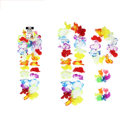 Set de collar cotillón hawaiano multicolor 48cm