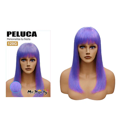 Peluca larga morado