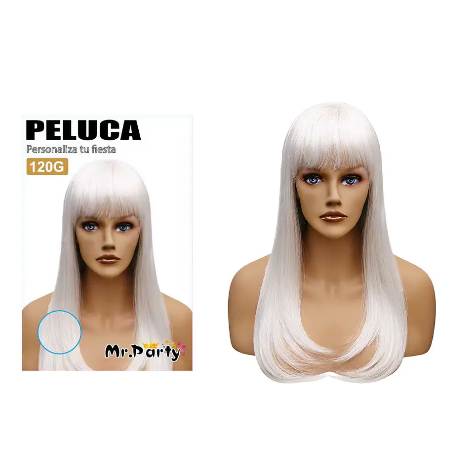 Peluca larga blanco 1