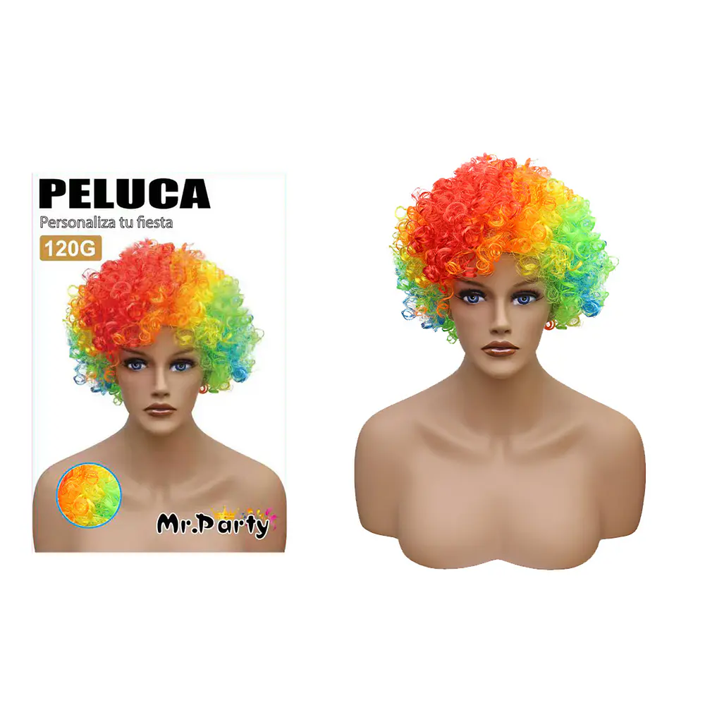 Peluca corta afro multicolor