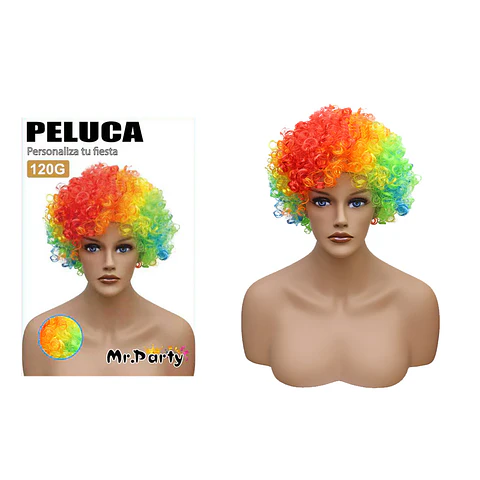 Peluca corta afro multicolor