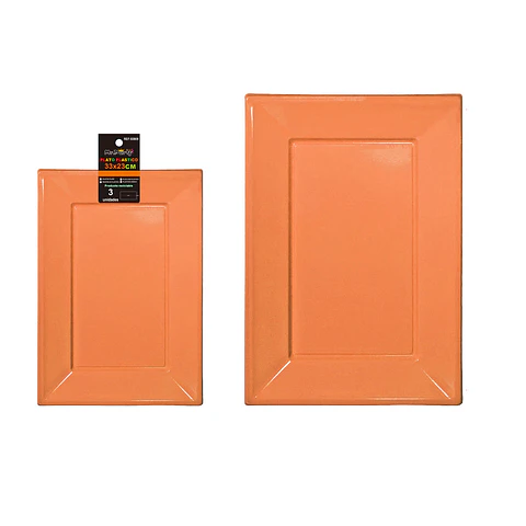 Plato rectangular de plástico naranja 33*23cm 35g 3pcs