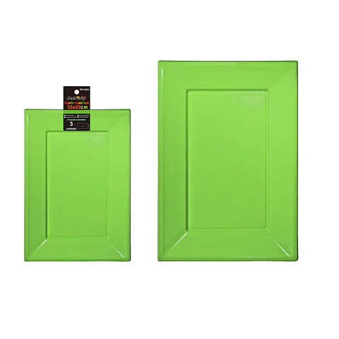 Plato rectangular de plástico verde 33*23cm 35g 3pcs