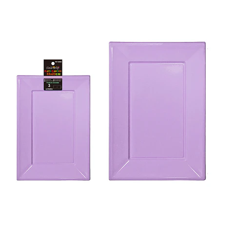 Plato rectangular de plástico lila 33*23cm 35g 3pcs
