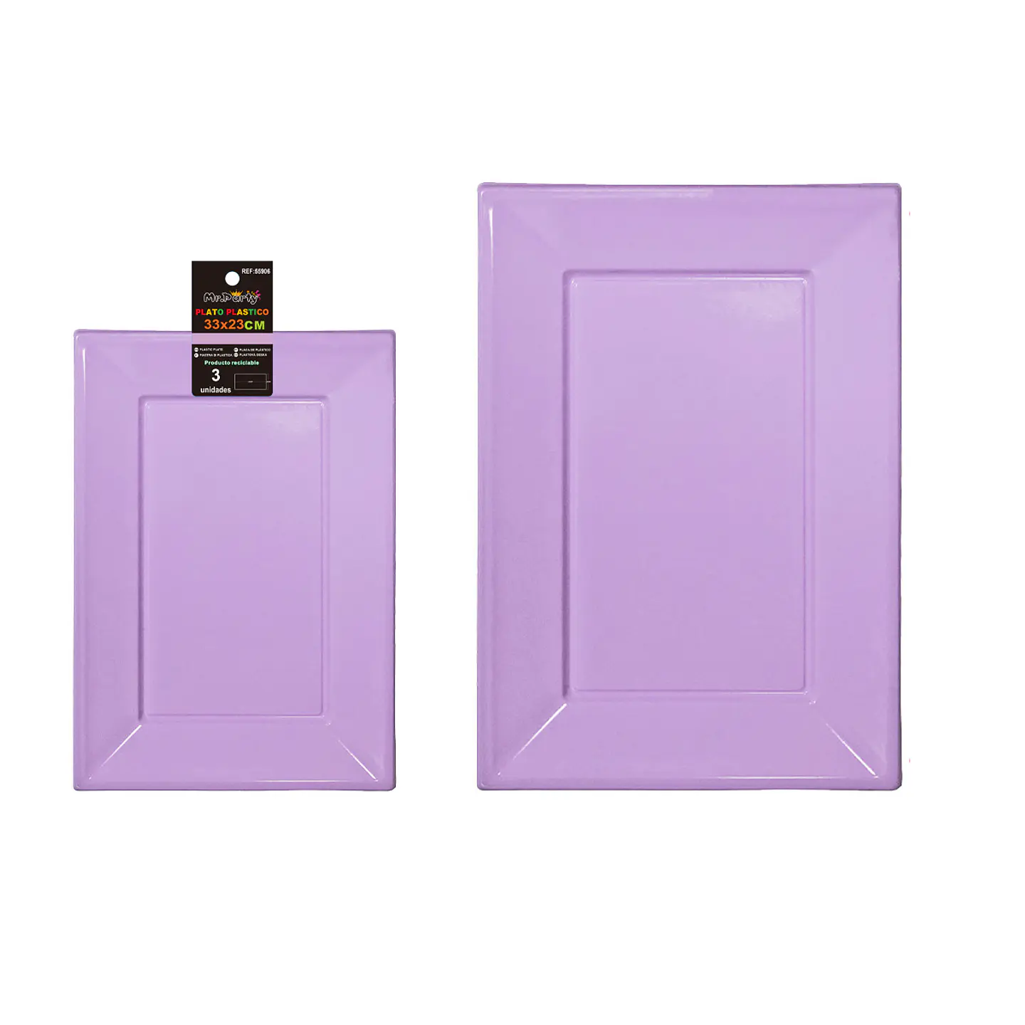 Plato rectangular de plástico lila 33*23cm 35g 3pcs 1