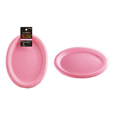 Platos plásticos ovalada rosa 30*23cm 5pcs