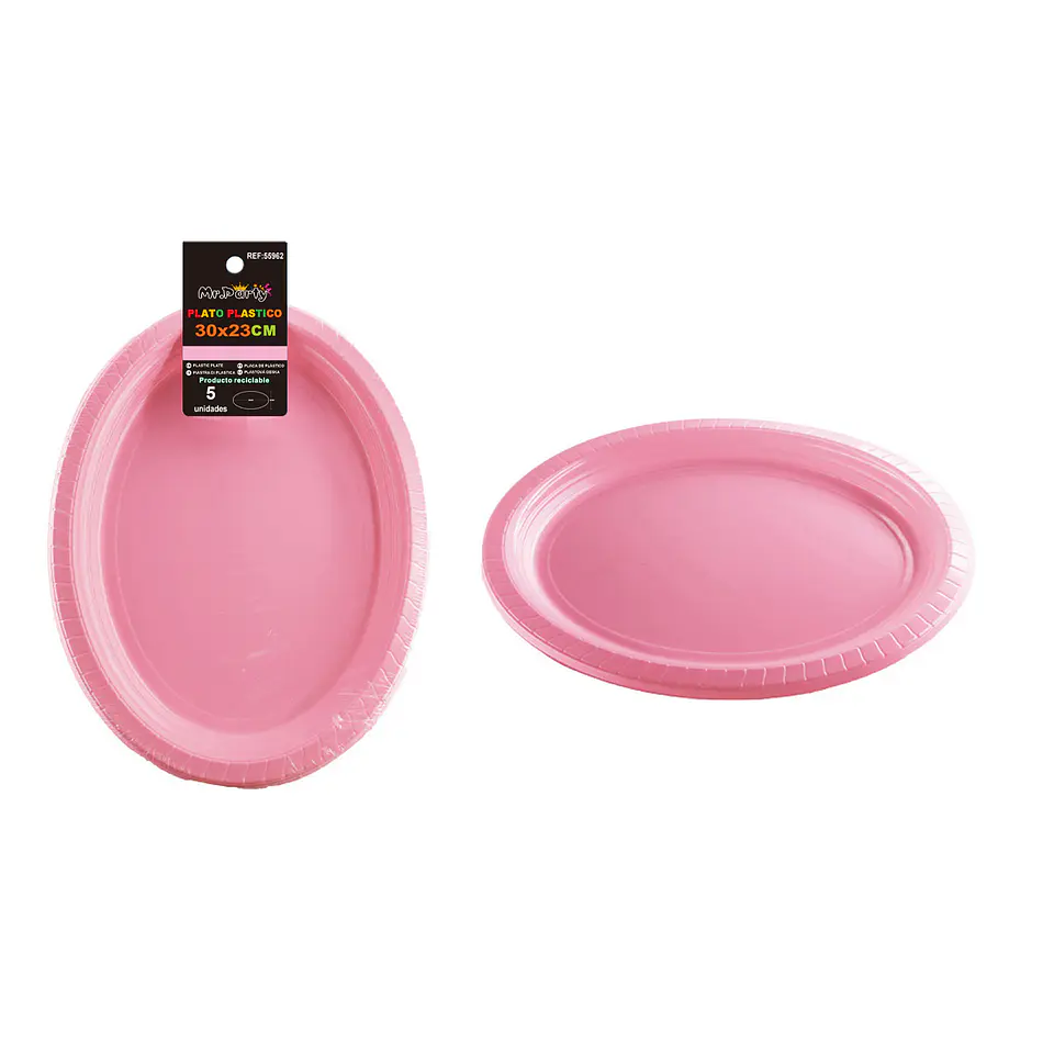 Platos plásticos ovalada rosa 30*23cm 5pcs 1