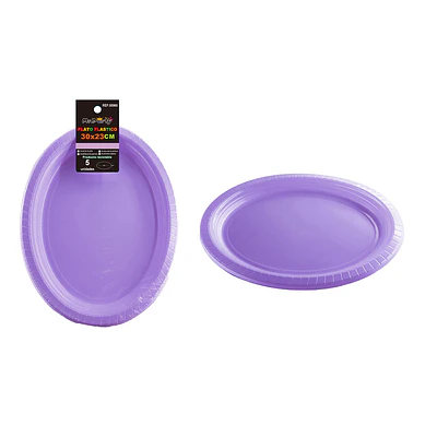 Platos plásticos ovalada lila 30*23cm 5pcs