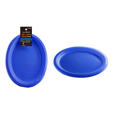 Platos plásticos ovalada azul 30*23cm 5pcs
