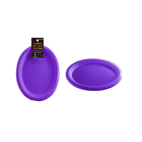 Platos plásticos ovalada morado 30*23cm 5pcs