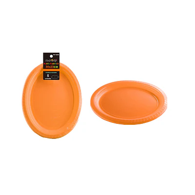 Platos plásticos ovalada naranja 30*23cm 5pcs