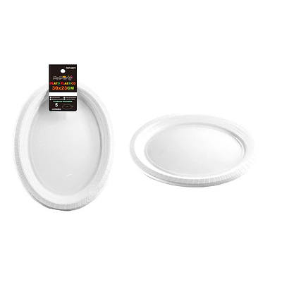 Platos plásticos ovalada blanco 30*23cm 5pcs
