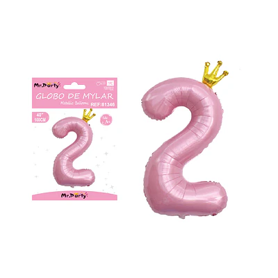 Globo metálico rosada 100cm número 2