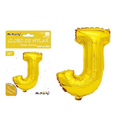 Globo metálico dorado 40cm letra J