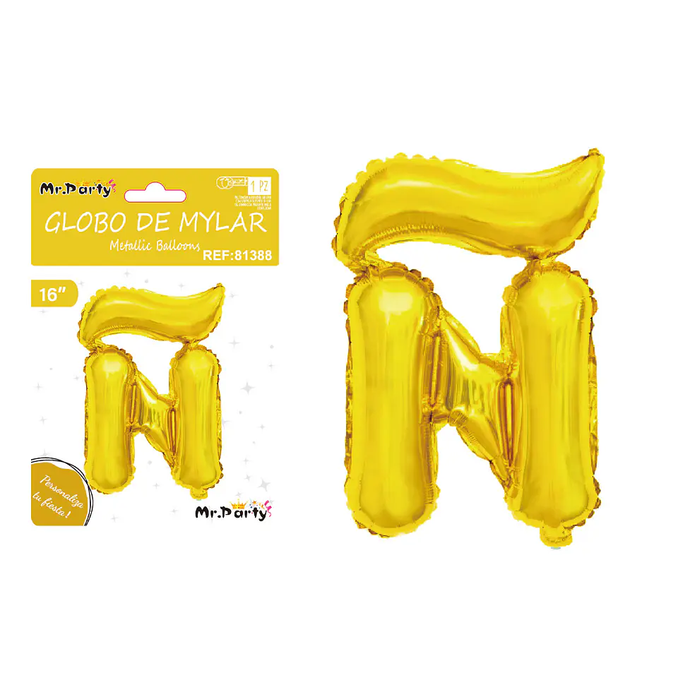 Globo metálico dorado 40cm letra Ñ 1