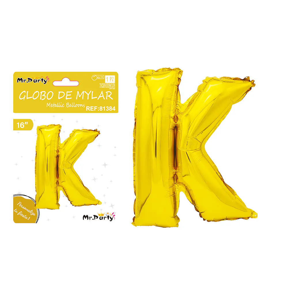 Globo metálico dorado 40cm letra K