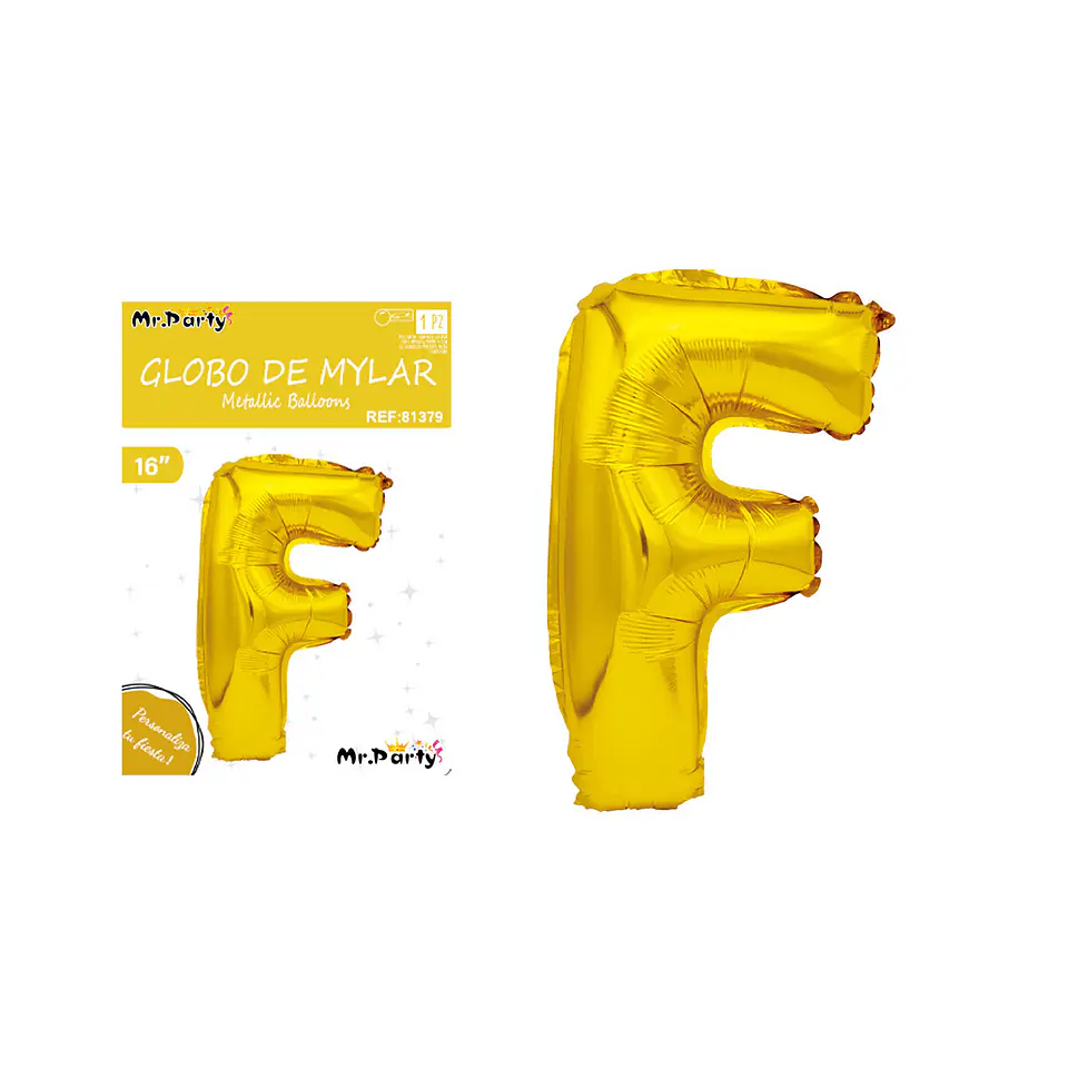 Globo metálico dorado 40cm letra F 1