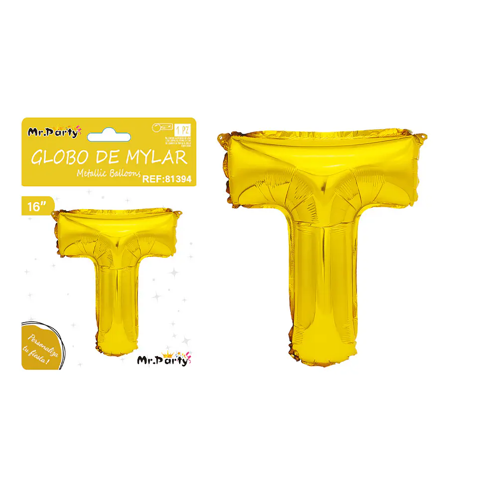 Globo metálico dorado 40cm letra T 1