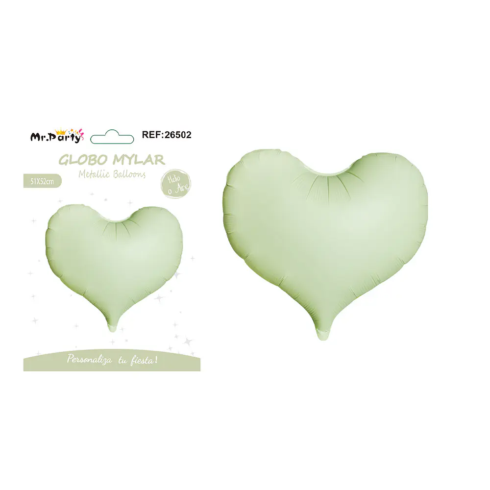 Globo metálico corazón mate verde 51*52cm