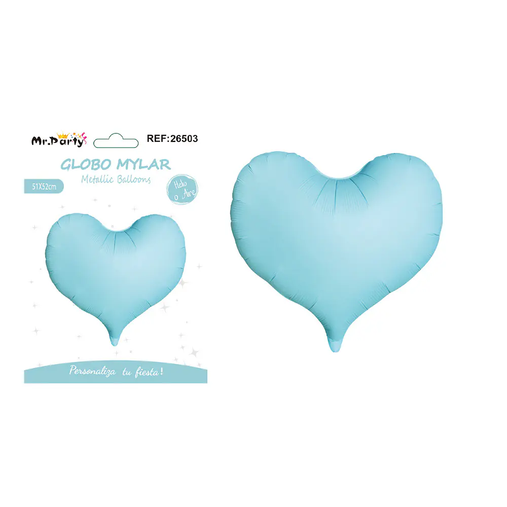 Globo metálico corazón mate azul 51*52cm