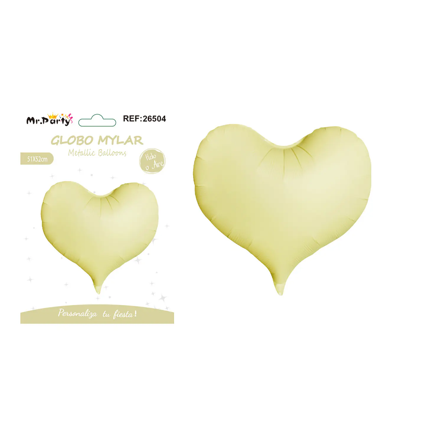 Globo metálico corazón mate amarillo 51*52cm 1