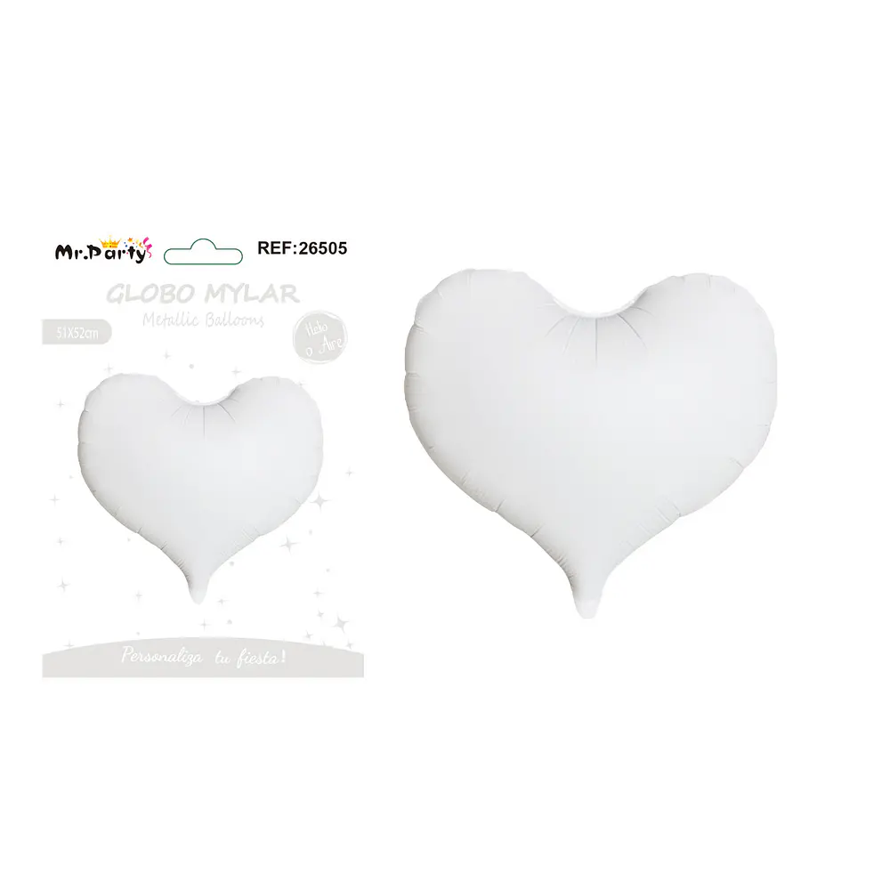 Globo metálico corazón mate blanco 51*52cm