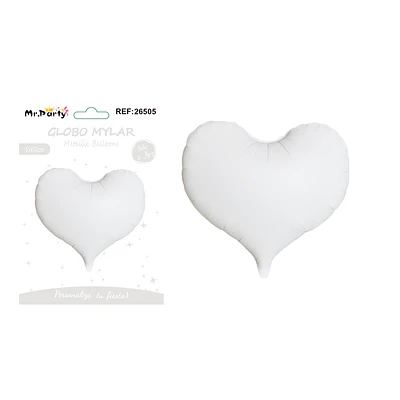 Globo metálico corazón mate blanco 51*52cm