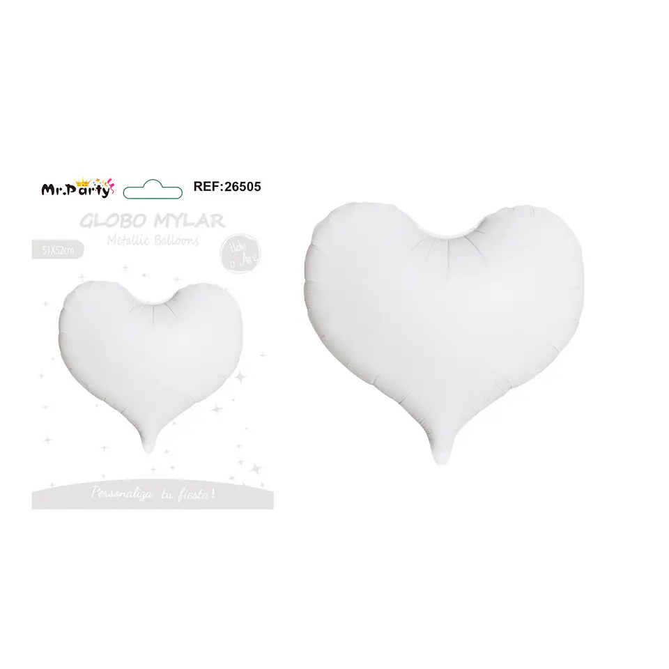 Globo metálico corazón mate blanco 51*52cm 1