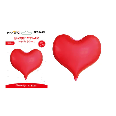 Globo metálico corazón mate rojo 51*52cm
