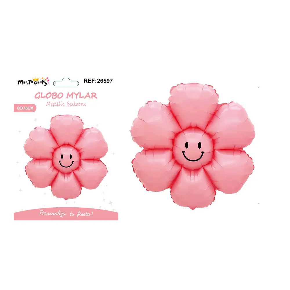 Globo metálico margarita doble cara color macarrón rosado 60*46cm