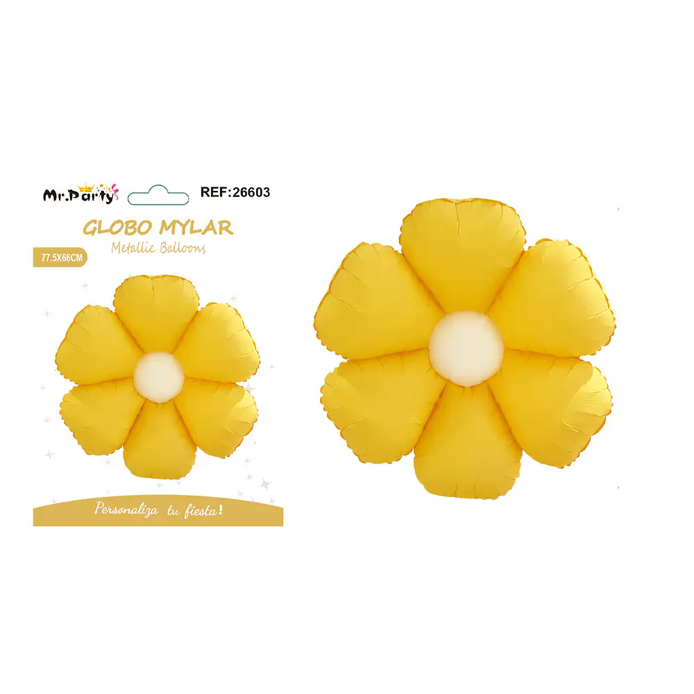 Globo metálico margarita amarillo mate 66*77.5cm