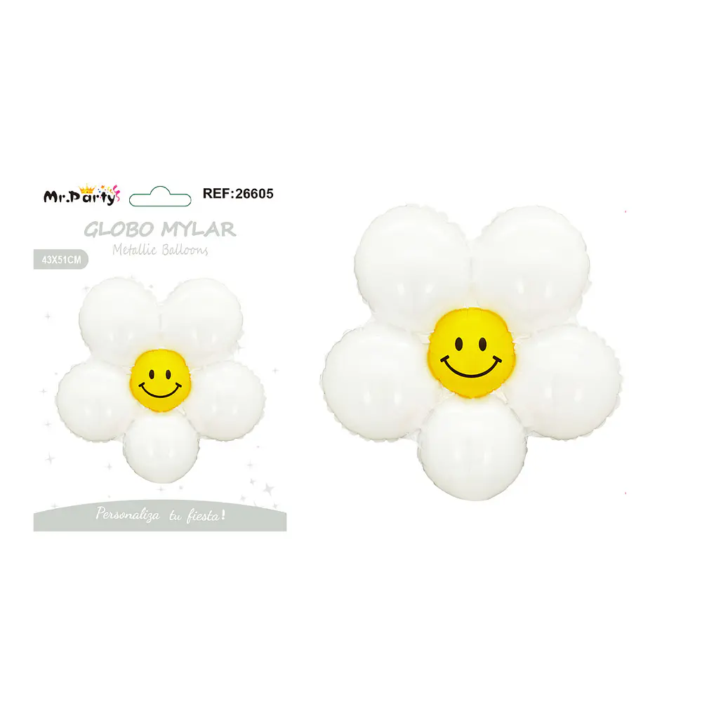 Globo metálico margarita blanco 43*51cm