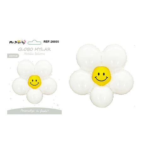 Globo metálico margarita blanco 43*51cm