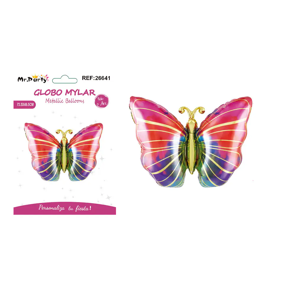 Globo metálico mariposa teñida multicolor 73.5*49.5cm 1
