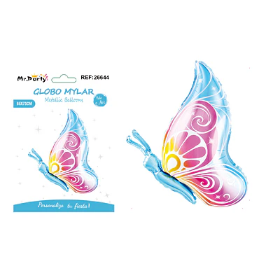 Globo metálico mariposa vuelo lateral azul 65*73cm