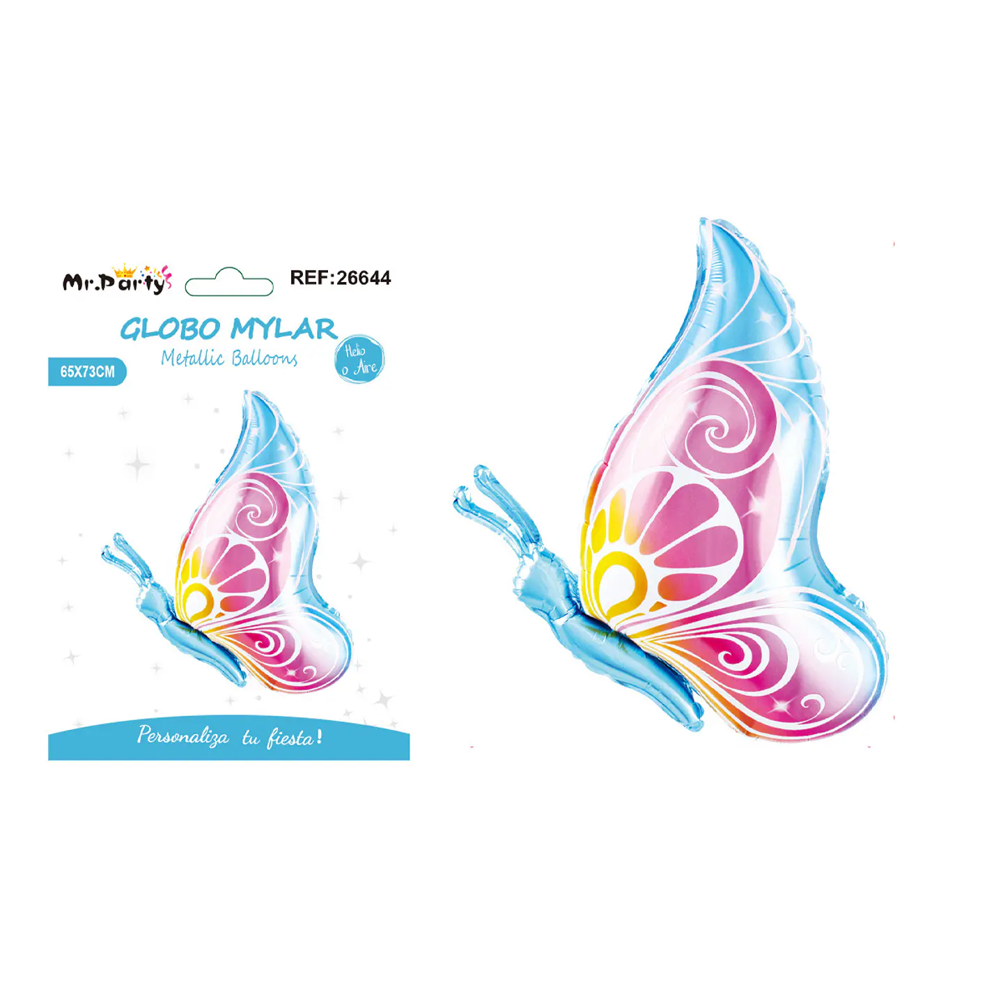 Globo metálico mariposa vuelo lateral azul 65*73cm 1