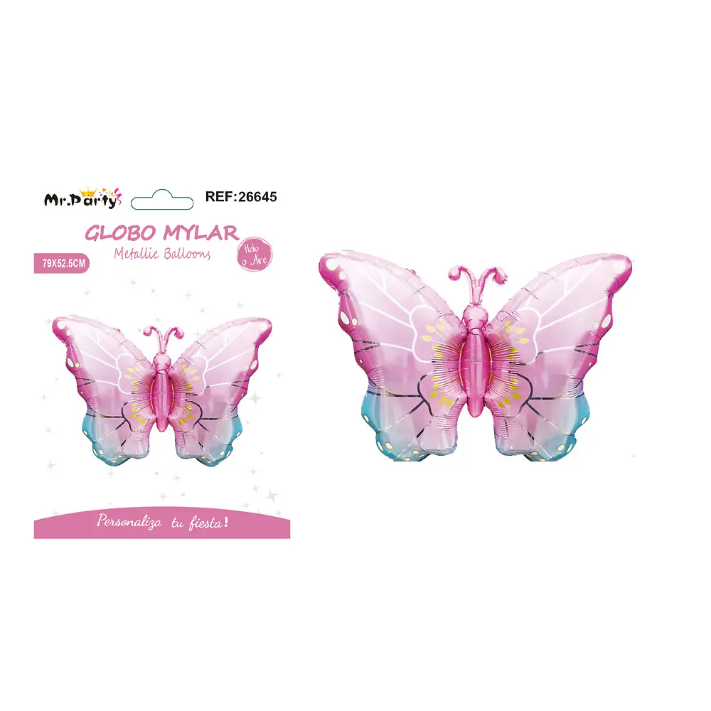 Globo metálico mariposa rosa degradada 79*52.5cm