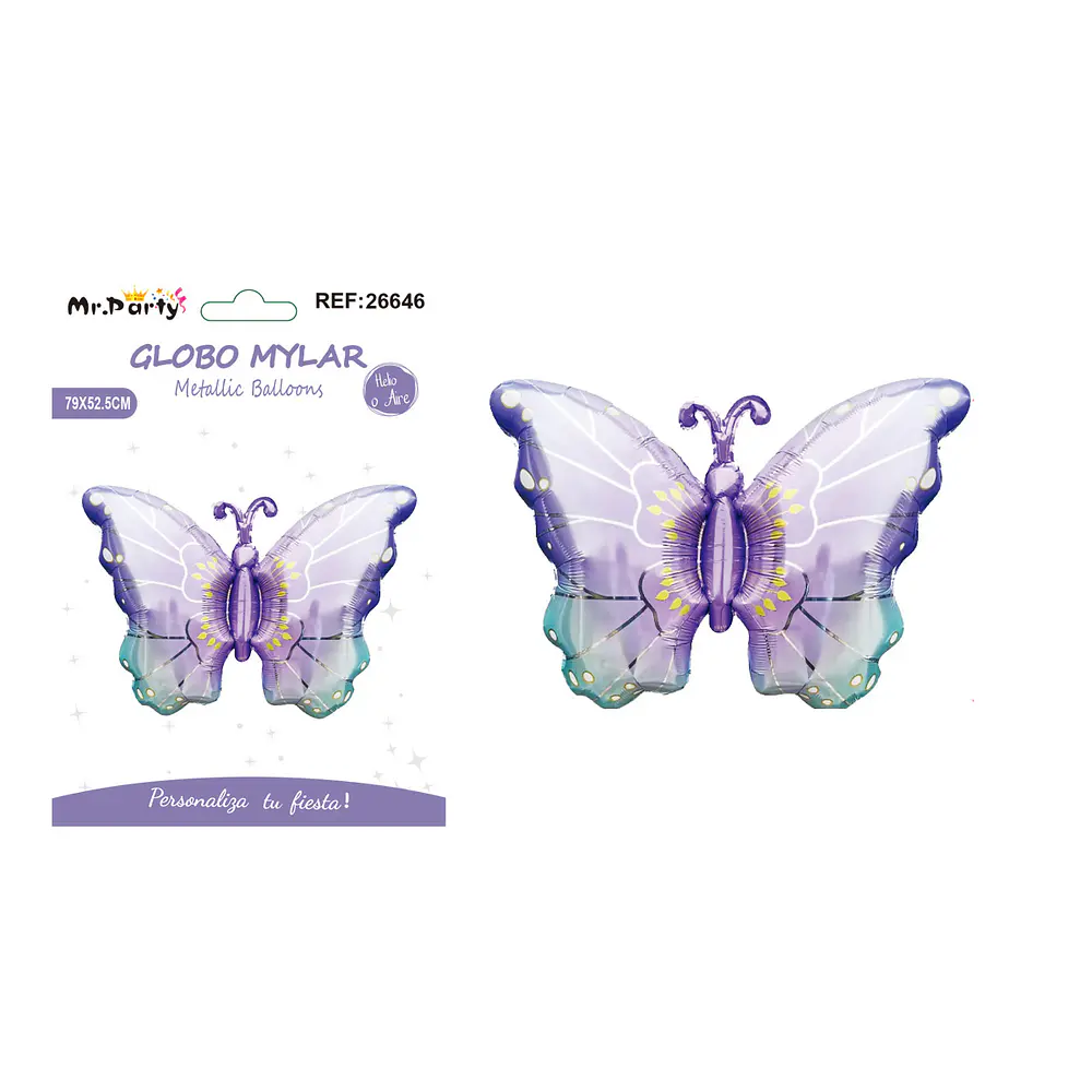 Globo metálico mariposa morado degradada 79*52.5cm